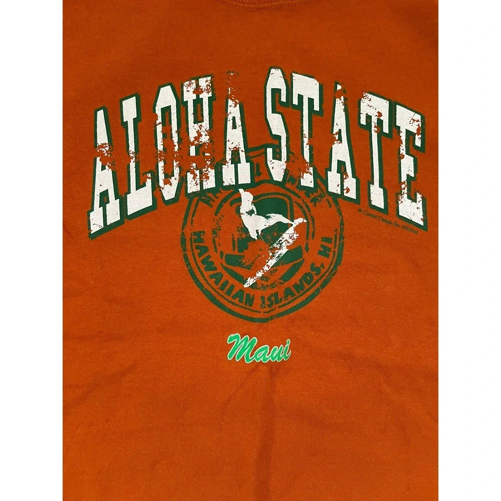 Aloha State Maui Womens Size Small Orange Short Sleeve T-Shirt Russell Athletics